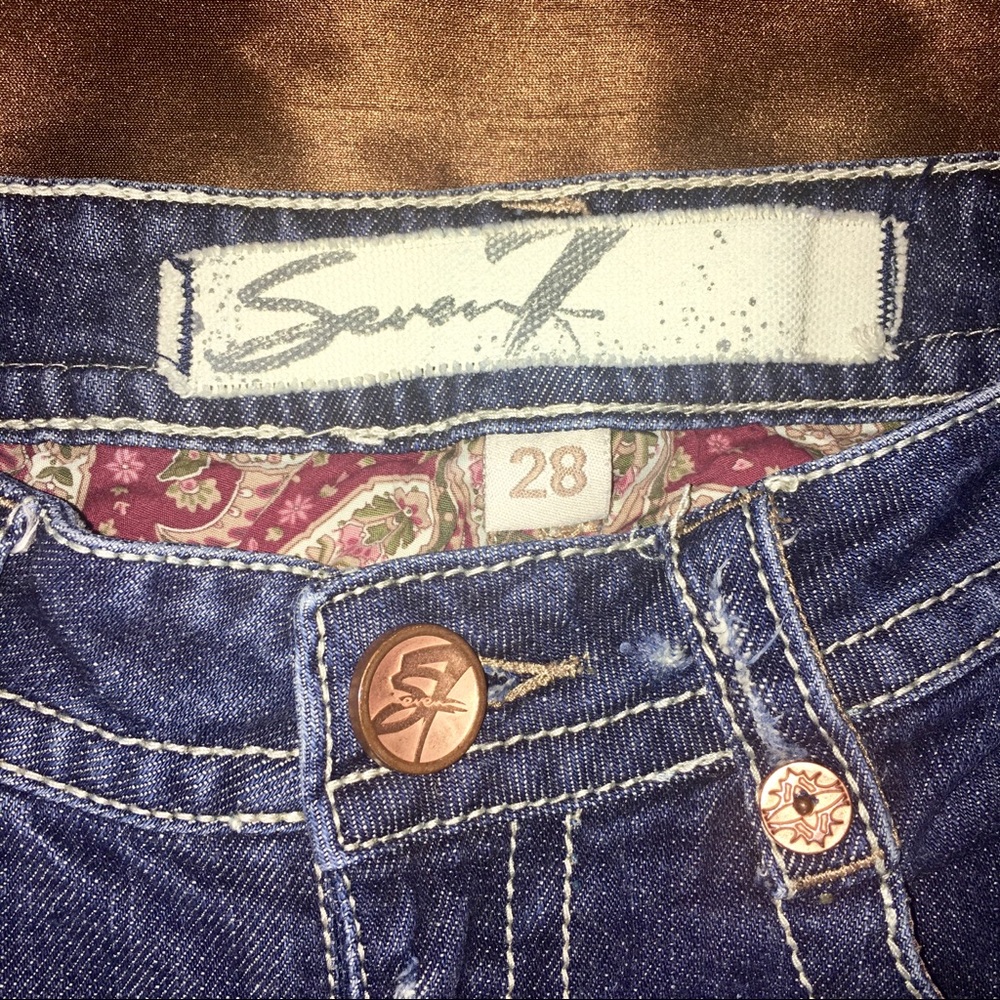 Seven Distressed Cropped Flare Denim Jeans 28 x 24 - Picture 5 of 8